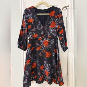 Madewell floral Navy and Red Women's 100% silk dress
